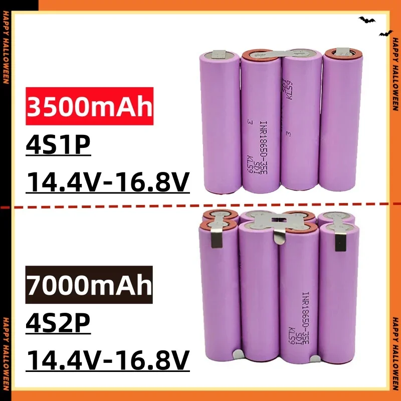 2S 3S 4S 5S 6S 18650 35E 3500mAh 7000mAh 7.4V 12.6V 14.8V 18V 25.2V 29.6V for Screwdriver Batteries Weld 18650 Battery Pack