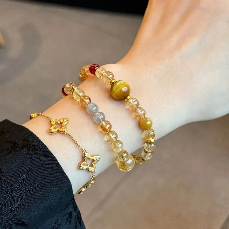 [Grand Slam] Huangta Crystal Multi-Circle Bracelet Women's Natural Amethyst Lucky Transfer Bead Gray Moonlight Crystal