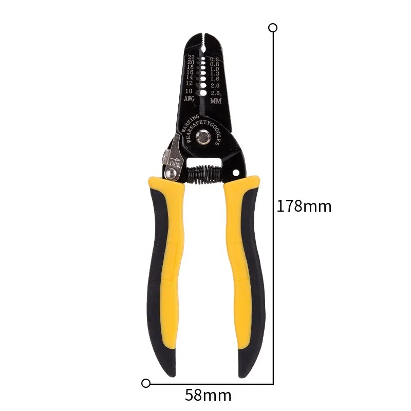 DELI 7 Inch Wire Stripper Crimper Cable Cutter And Cutter Slip Resistance Blade Dual Color PVC Coated Handle