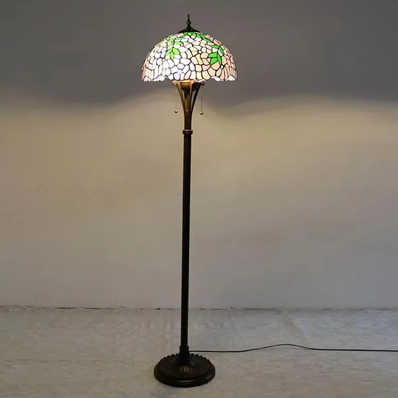 

16-Inch European-style stained glass lamp, wisteria-style blue Tiffany floor lamp