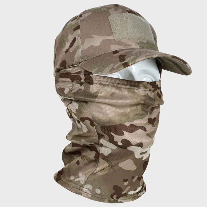 Camouflage Baseball Cap with Face Mask Balaclava Cap For Man Cycling Hiking Camping Field Training Hats Set