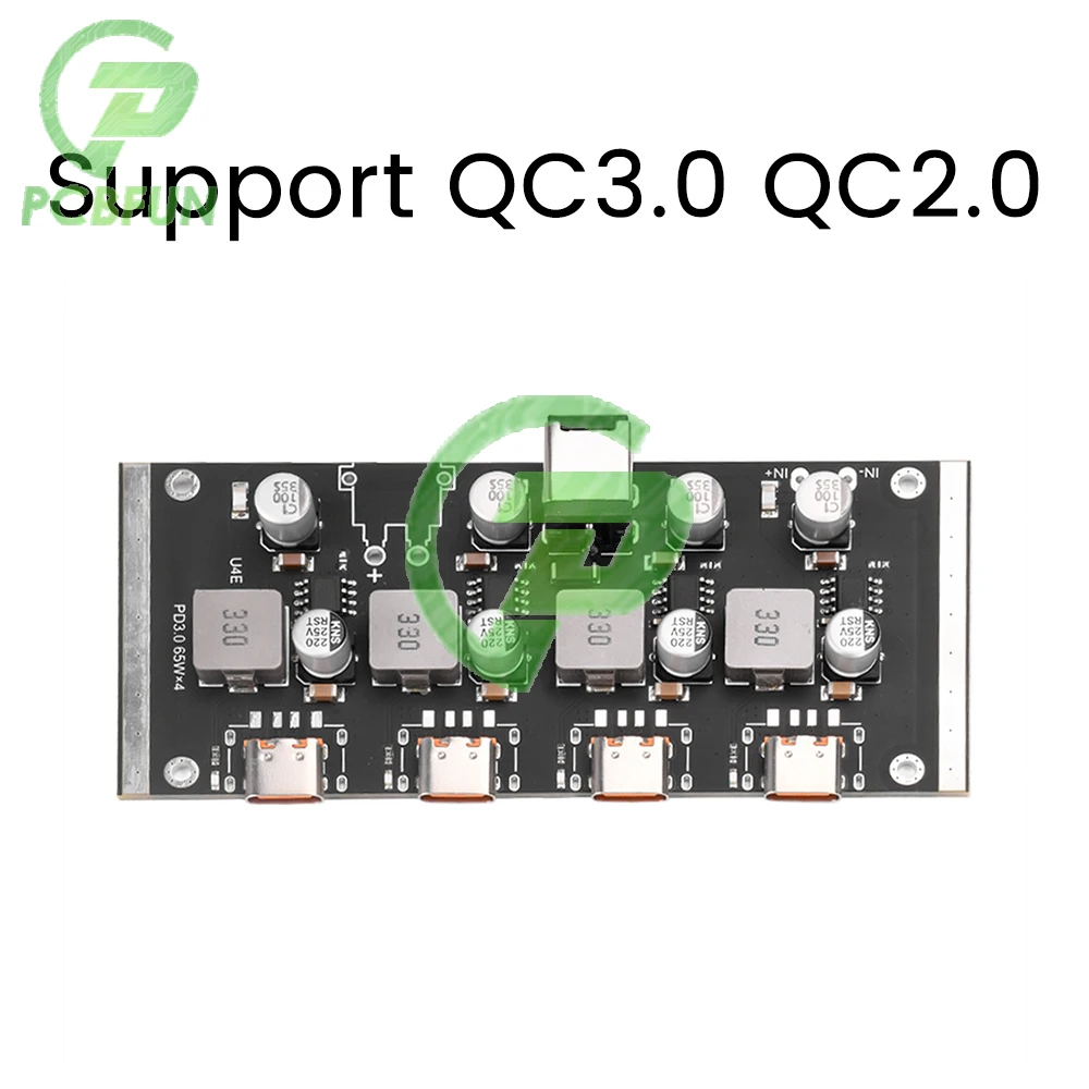 

PD65W DC 12-30V 4-way Fast Charger Module Support PD3.0/2.0 QC3.0/2.0 FCP AFC Type-C Quick Charging Board