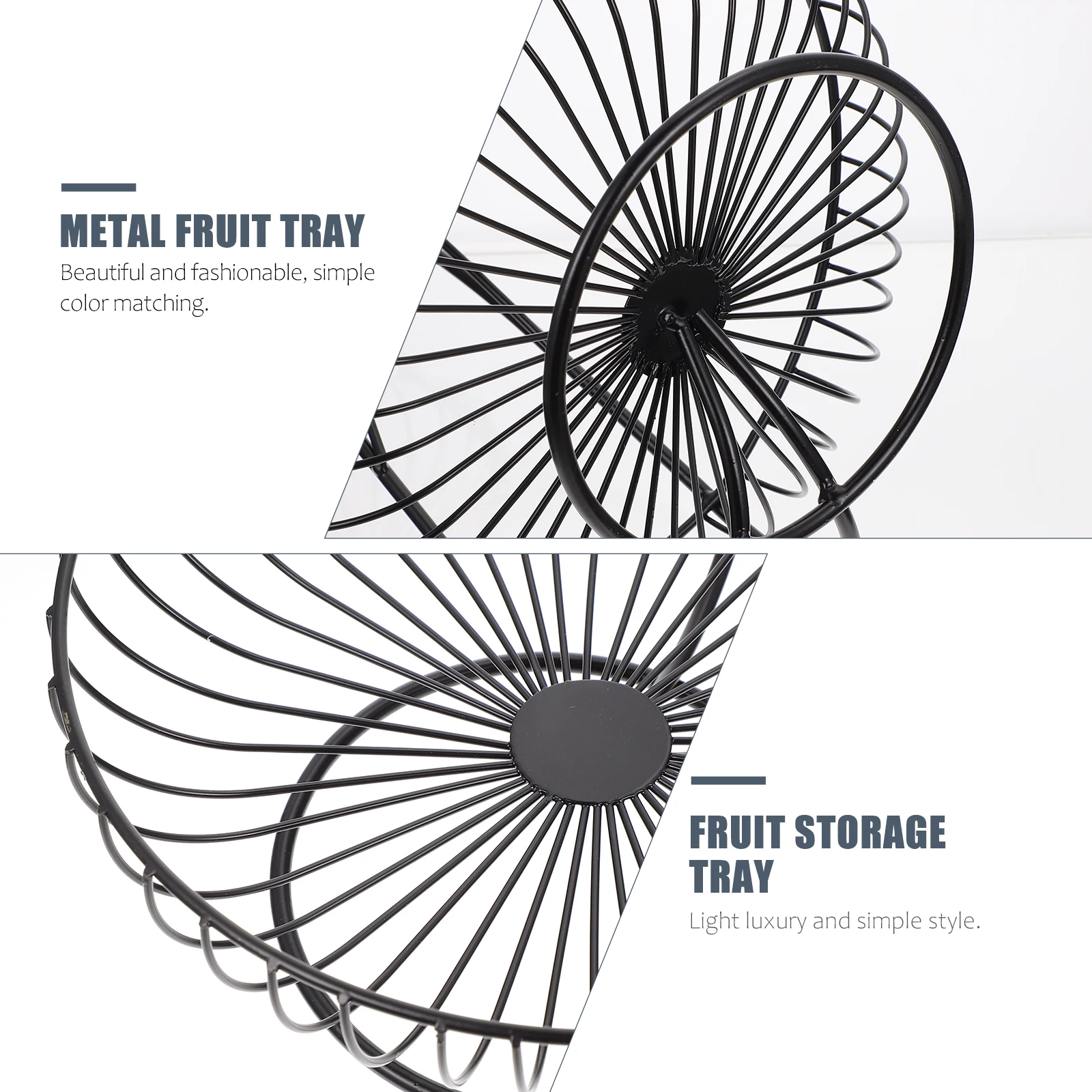 

1pc Light Luxury Iron Craft Fruit Serving Tray Decorative Home Hotel Wedding Use Exquisite Two-Layer Storage Basket Wrought Iron