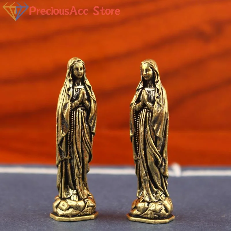 Vintage Jungfrau Maria Figur Messing Maria Figur Anhänger Messing Maria Figur Reines Kupfer