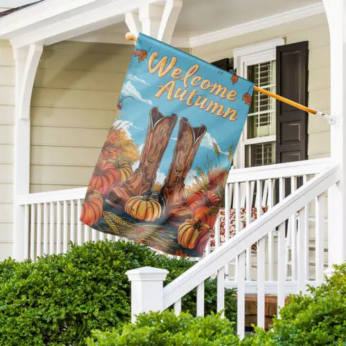 Welcome Autumn Double-sided Flag, Hello Fall Thanksgiving Pumpkin Garden Flag AAL HHM WZZ yyi