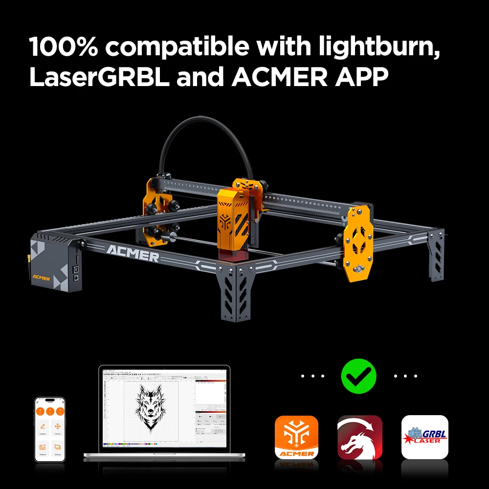 ACMER レーザー彫刻機 Diy レーザーカット彫刻機彫刻木材ロゴ塗装金属アクリルガラス革