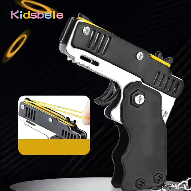 2 個のゴムバンドキーホルダーガン競争力のある射撃おもちゃ 60 ゴムバンドアウトドアアクティビティパーティーゲーム誕生日ギフト子供のため