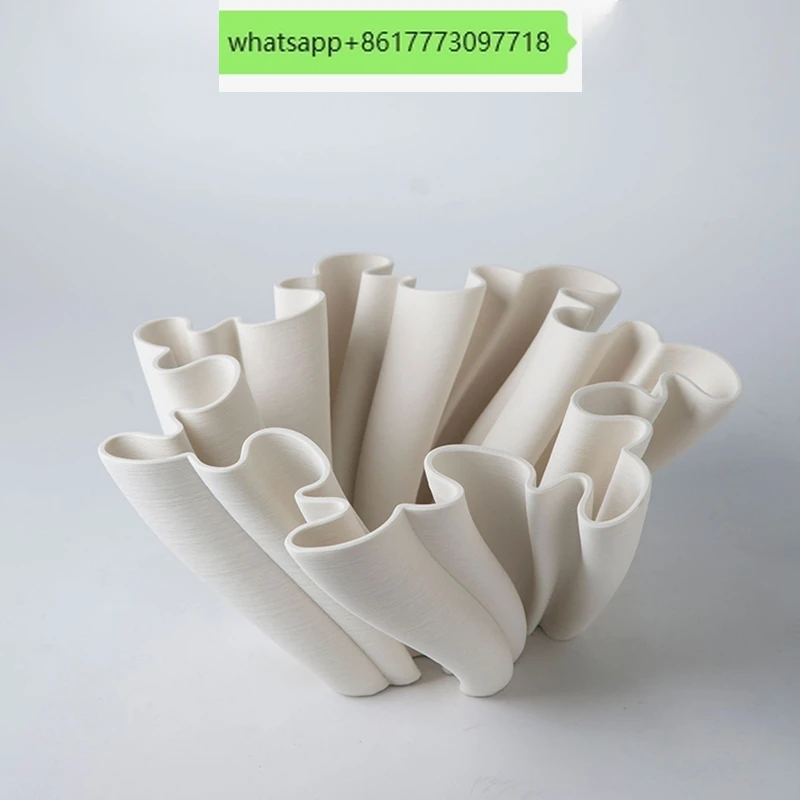 Ceramic 3D Printing Vase Nordic Home Design Luxury Stand for Flowers Vase Ikebana White Table Decor Living Room Decoration Gift