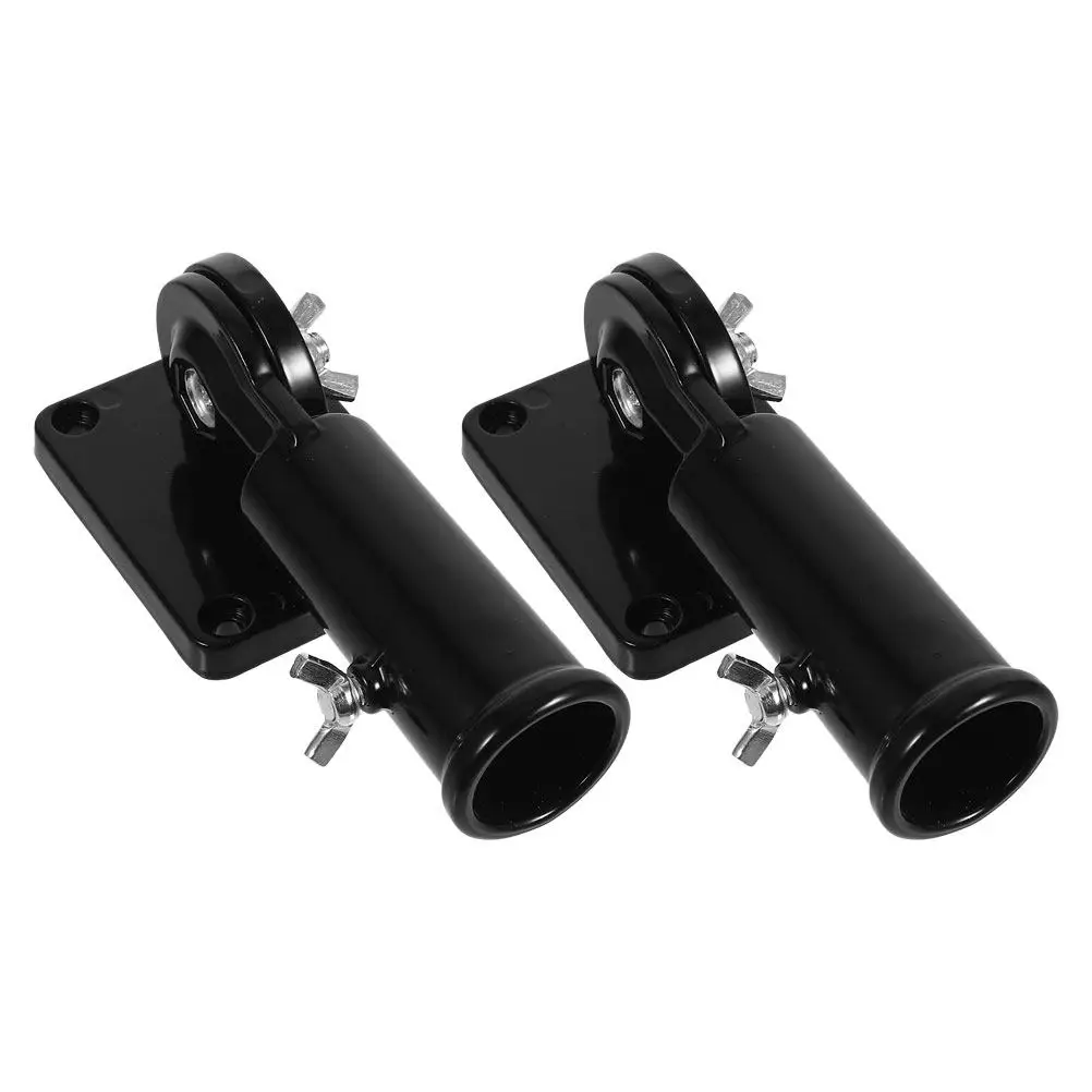 2Pcs Versatile Black Adjustable Flagpole Mount Bracket Wall Mounted for School Park Garden Home Exterior Flag Display Hardware