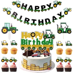 Green Tractor Cupcake Toppers Truck Cars Cupcake Picks Tractor Party Cupcake Toppers for Baby Shower Farm Themed Parties Supplie