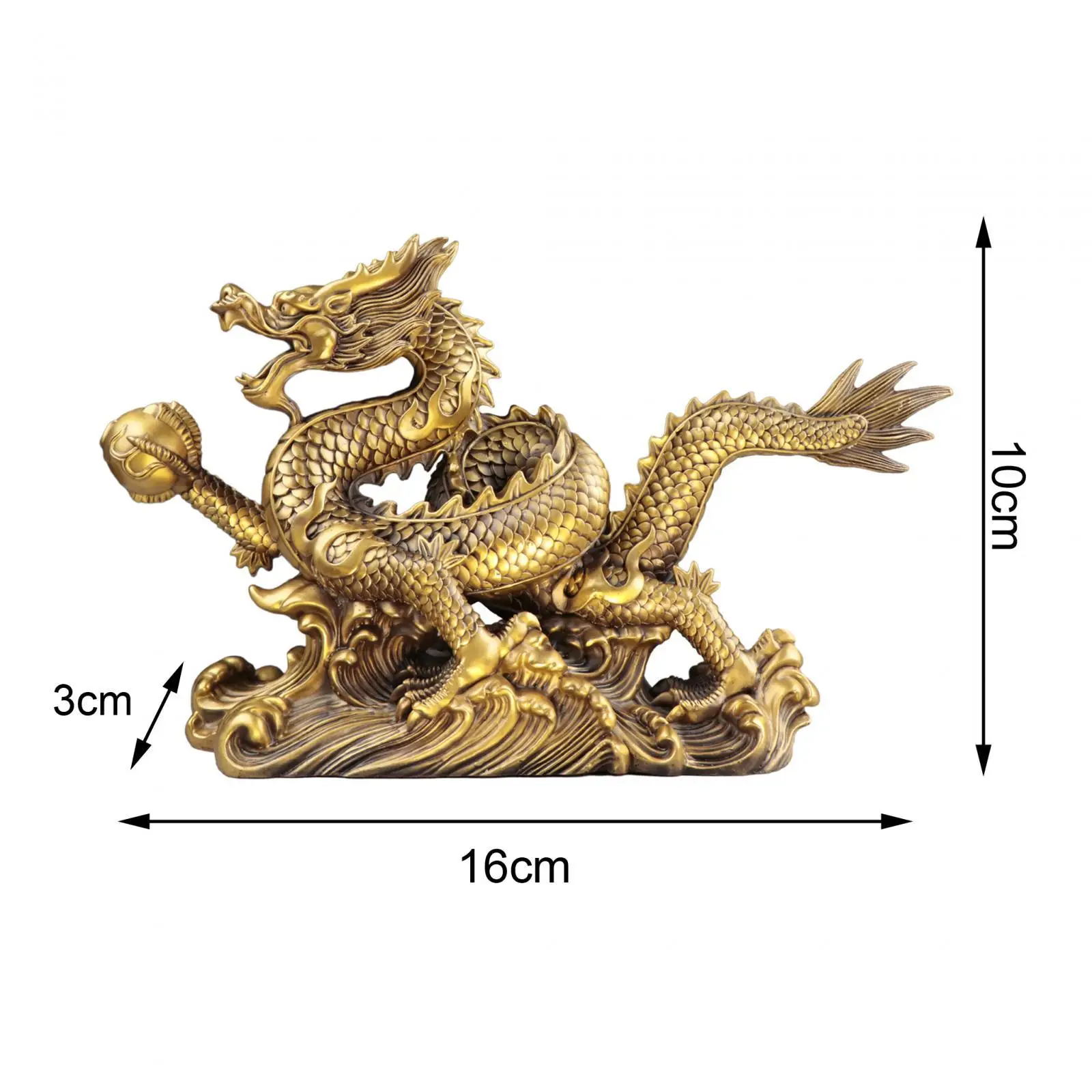Chinese Feng Shui Dragon Statue Good Luck Attract Wealth Copper Decor Decorative Figurines for Car Office Indoor Home Decor