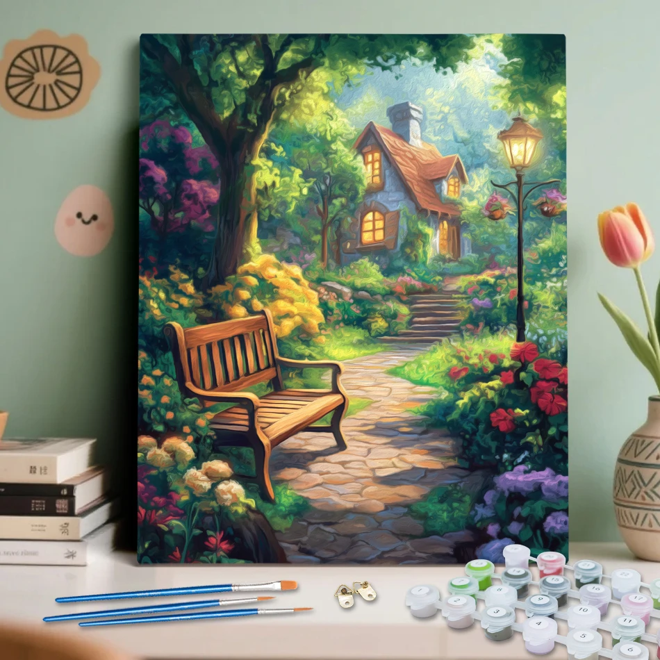 RUOPOTY الطلاء بالأرقام التلوين بالأرقام المناظر الطبيعية المناظر الطبيعية صورة الرسم الحرف الزخرفية الرقمية ديكور المنزل