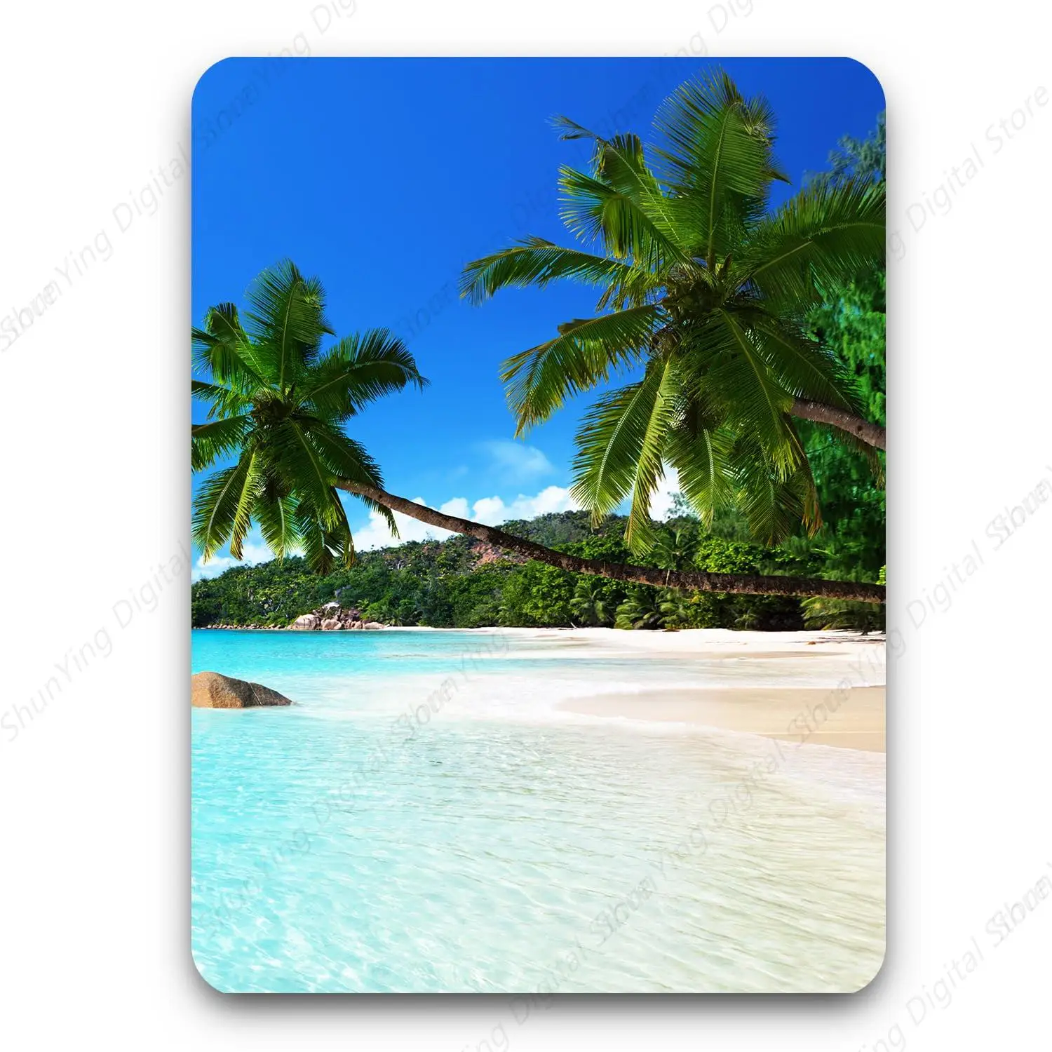 

Thick Rubber Waterproof Mouse Pad Suitable For Men's And Women's Laptops Home Office Travel Blue Beach Trees 25*30cm