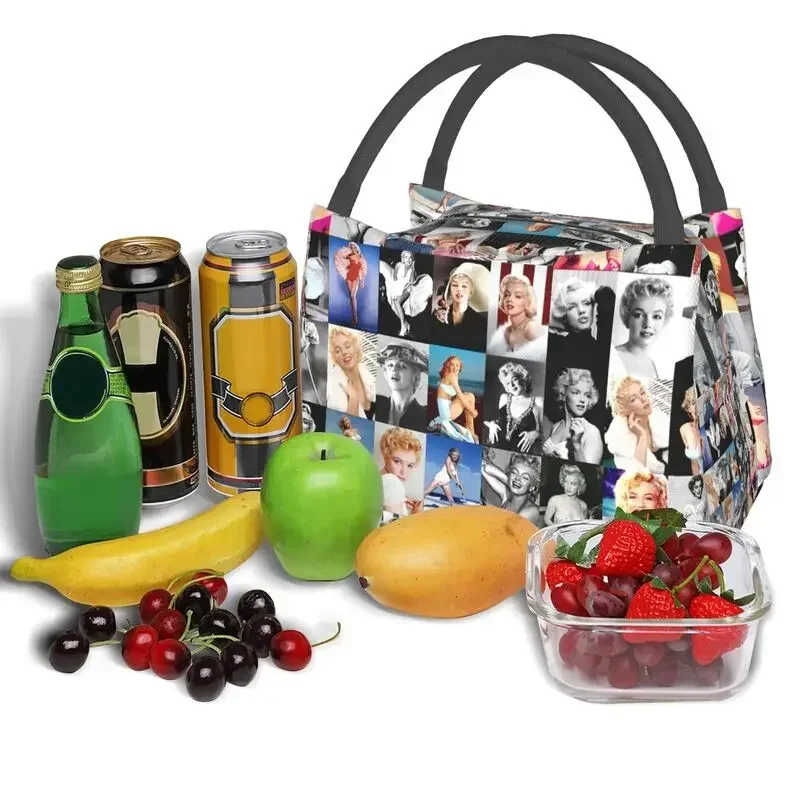 Marilyns Monroe Collage American Model And Singer Insulated Lunch Bags School Office Waterproof Cooler Thermal Bento Box Women