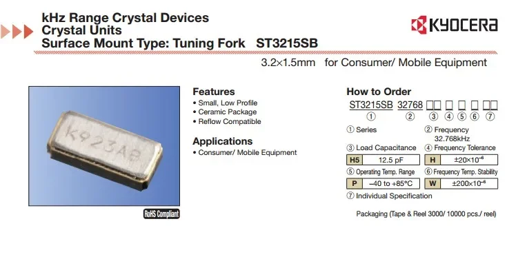 50 قطعة/الأصلي ST3215SB 32.768KHZ التصحيح السلبي شي ينغ مذبذب الكريستال 3215 32.768K 2 دبوس