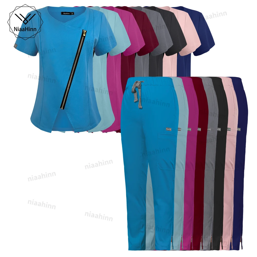 

Women Scrubs Uniforms Sets Medical Blouses Nursing Pants Doctors Working Clothes Veterinary Pet Clinic Dental Scrub Uniform Soft