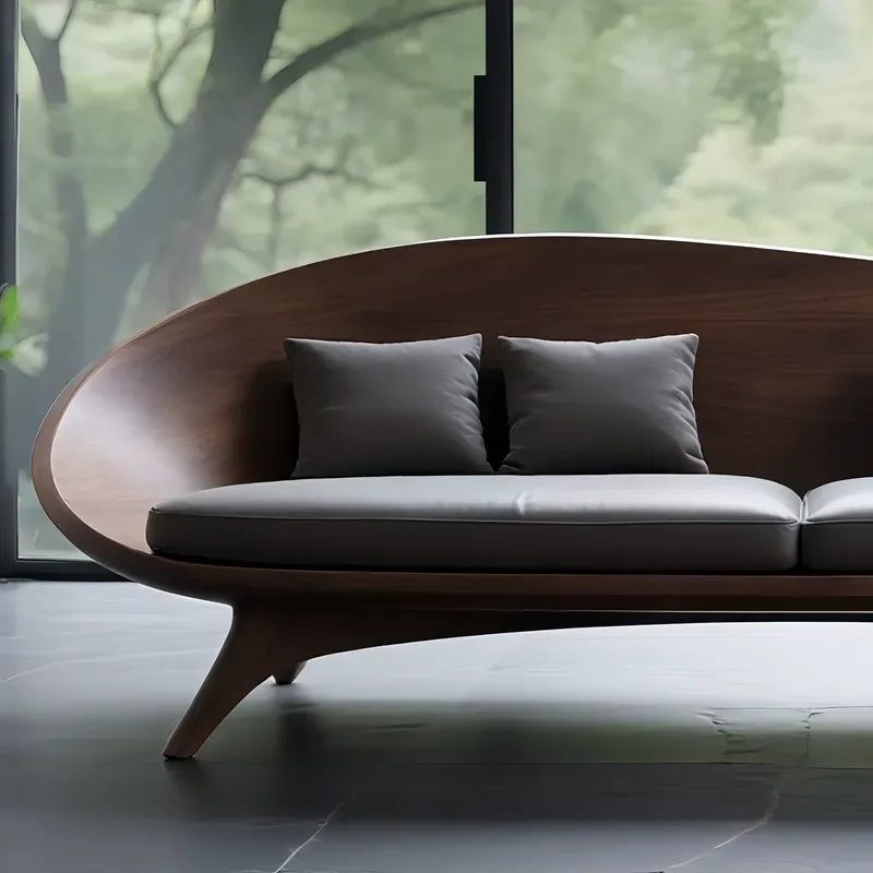 New Chinese Style Curved Solid Wood Sofa 3 Seater Cotton Linen Fabric Living Room Furniture Modern Chaise Longue Customizable