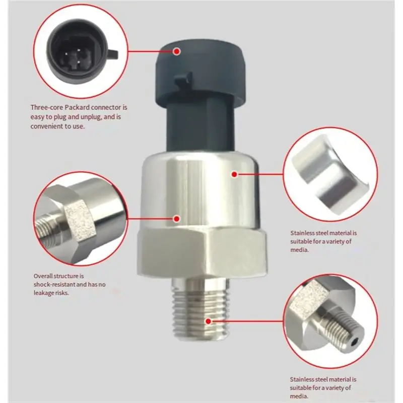 ABUP-1/8NPT Thread Stainless Steel Pressure Transducer Sender Sensor For Oil Water Pressure Sender Pressure Transducer 100PSI