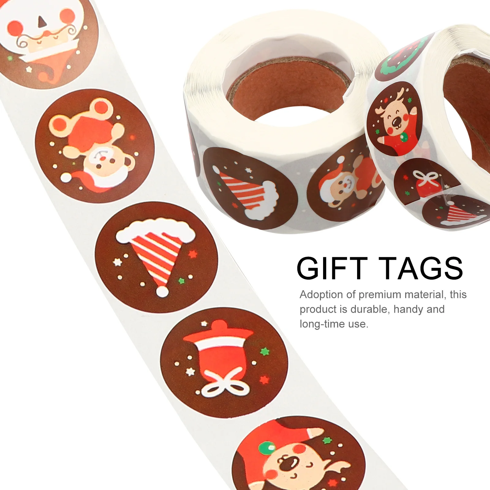 

2 Rolls Stickers Christmas Holiday Packing Self-Adhesive Double Decoration Label Xmas Decal Gift Tags