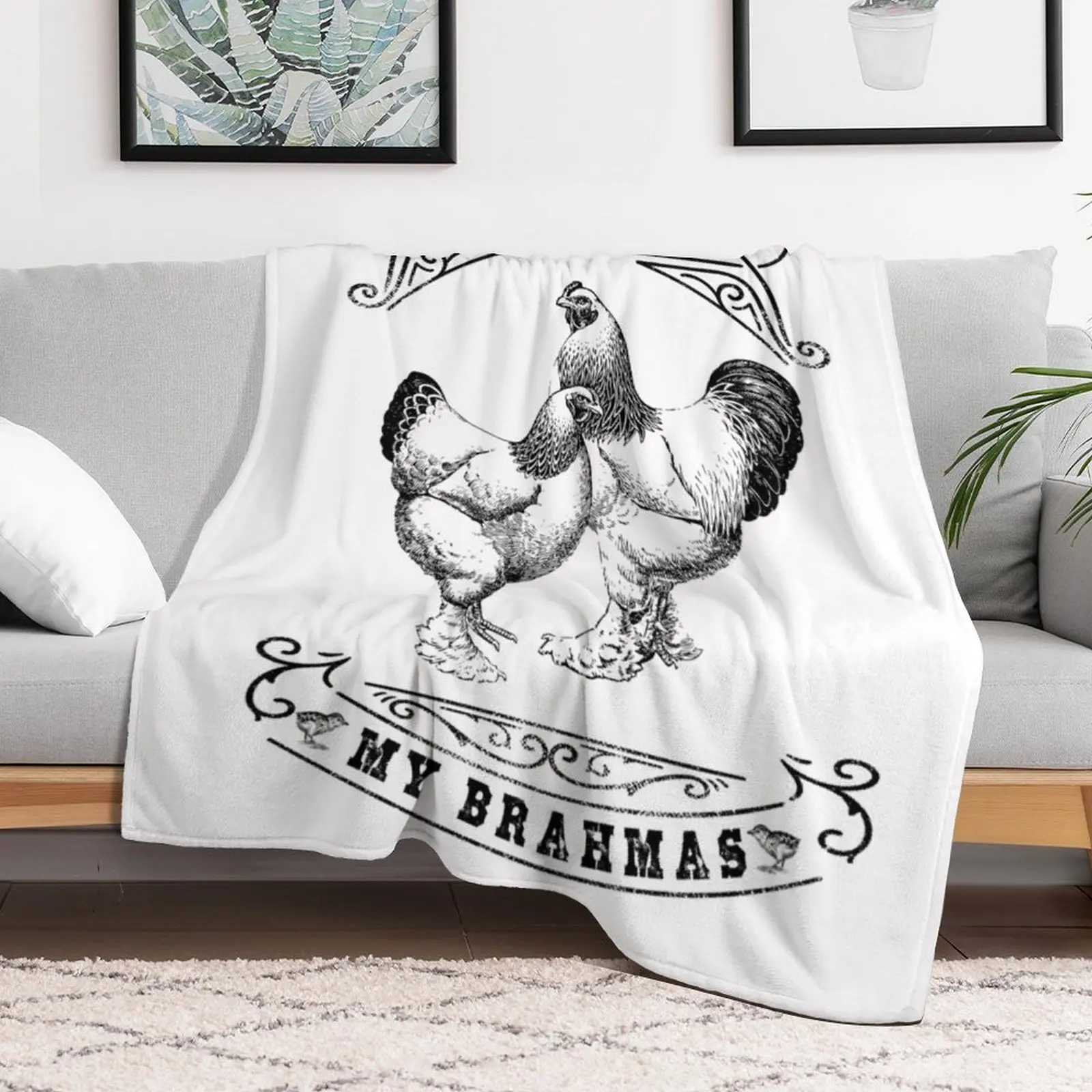 Ask Me About My Brahmas Chicken Illustration Throw Blanket Comforter warm winter Single Blankets