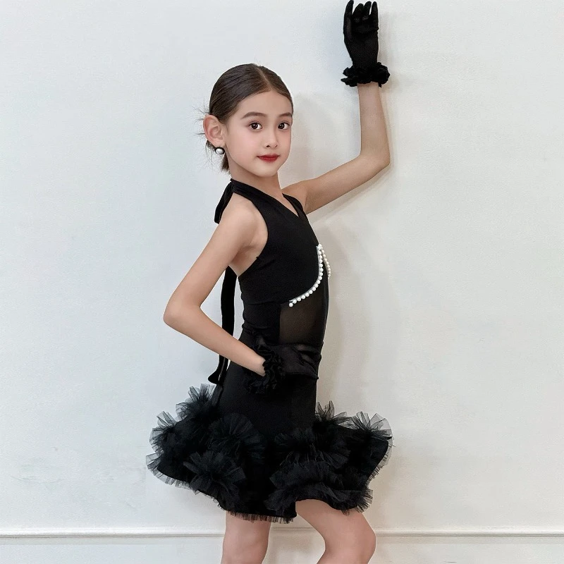 Latin dance suit for girls and children 2026 children's advanced sense of foreign gas split practice suit