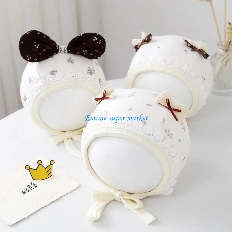 090B غطاء رأس واقي لحديثي الولادة من القماش المريح قبعة الجنين قابلة للتمدد للطفل من 0 إلى 5 أشهر أغطية رأس مريحة #4