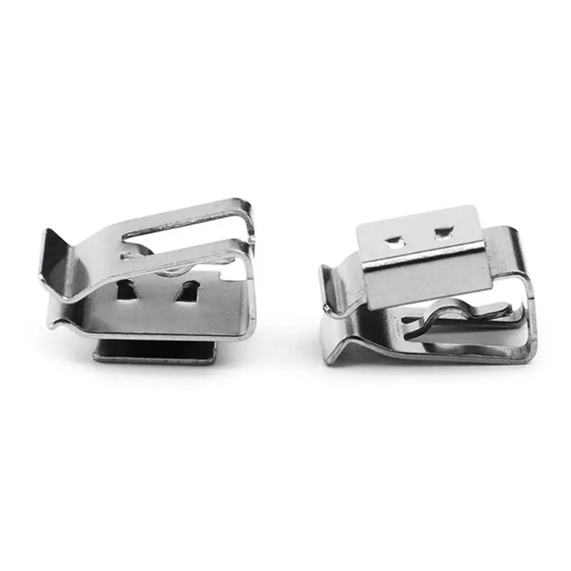 652F Trailer Frame Wire Clips, 19mm Length Solar Panel Wire Clips, Stainless Steel Cable Clamps Double-Wire Clips for PV