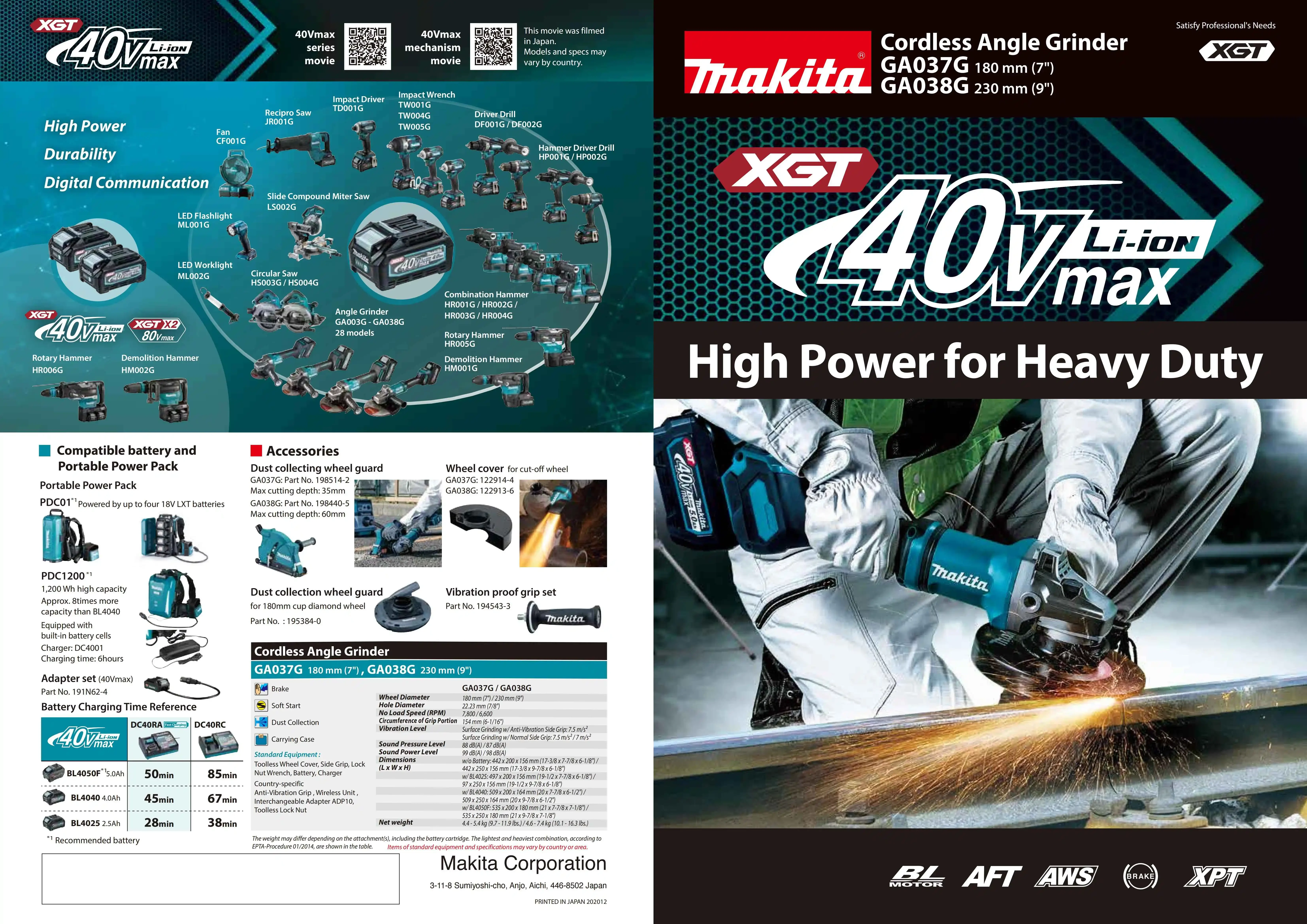 Makita GA037GZ Brushless Cordless 180MM (7\