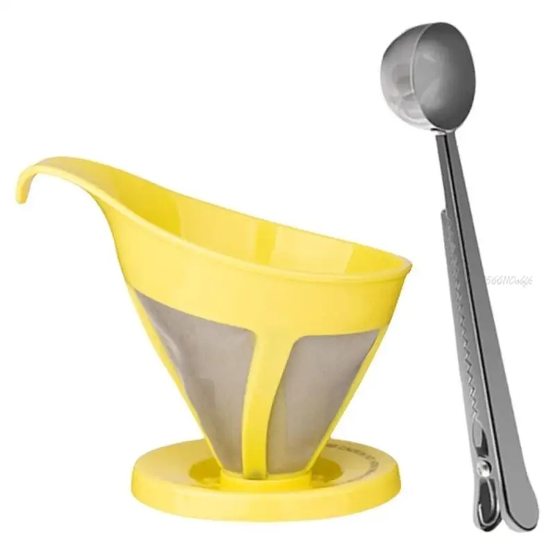 27RB مرشحات القهوة من الفولاذ المقاوم للصدأ شاشة مرشح القهوة قابلة لإعادة الاستخدام مع ملعقة قياس مناسبة لصانعي القهوة