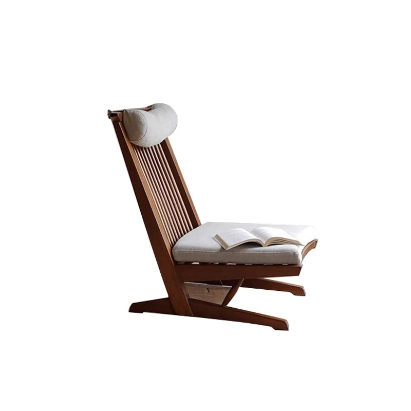 

Reclining chair retro balcony solid wood leisure home wabi-sabi Japanese high-back sofa chair B & B furniture