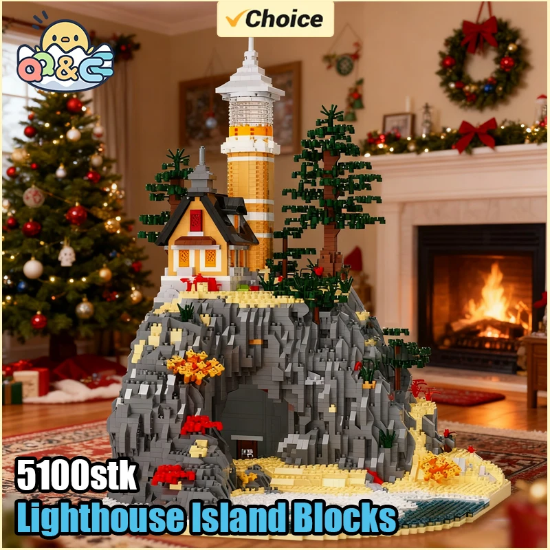 

5100stk Маяк Остров Строительные блоки Модель маяка Кирпичи со светом Детские игрушки Рождественские подарки Сборка Архитектуры Набор