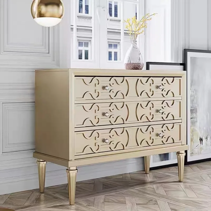 خزانة باب فاخرة أمريكية خفيفة لغرفة المعيشة من الخشب الصلب بثلاث دلو لتزيين قاعة المدخل #5