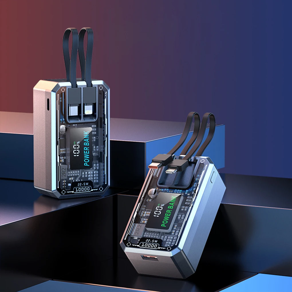 10000/2000 mAh DIY Battery Charger Case Transparent PD Fast Charging Case DIY Power Bank Box Fast Charge Output Battery Box