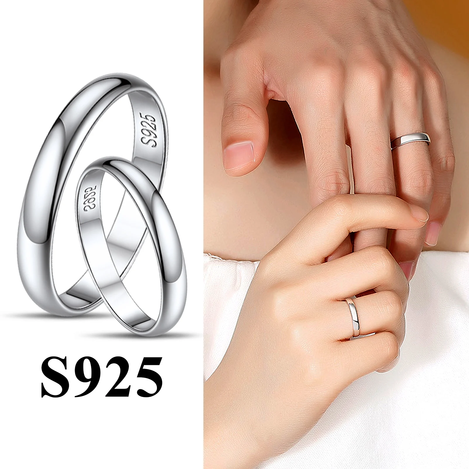 ChainsPro S925 Sterling Silver Celtic Knot Eternity Rings for Women Basic Flat 3/5mm Ring Stackable Couple Promise Jewelry CP990