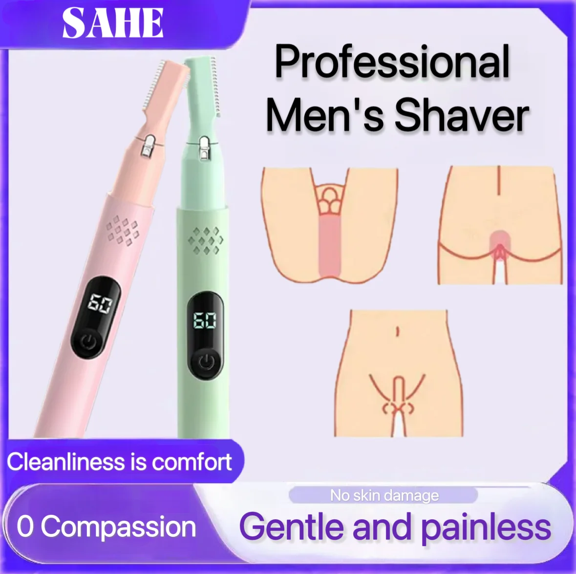 Mens Body Hair Trimmer for Men Balls Women Lady Shaver Hair Removal Bikini Trimmer Groin & Body Shaver Groomer Eyebrow