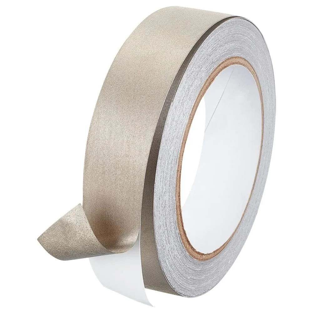 

1 Inch x 65 Feet Faraday Cloth Tape Double Conductive RF Fabric Tape High Shielding Conductive Tape Sliver Fabric making kit