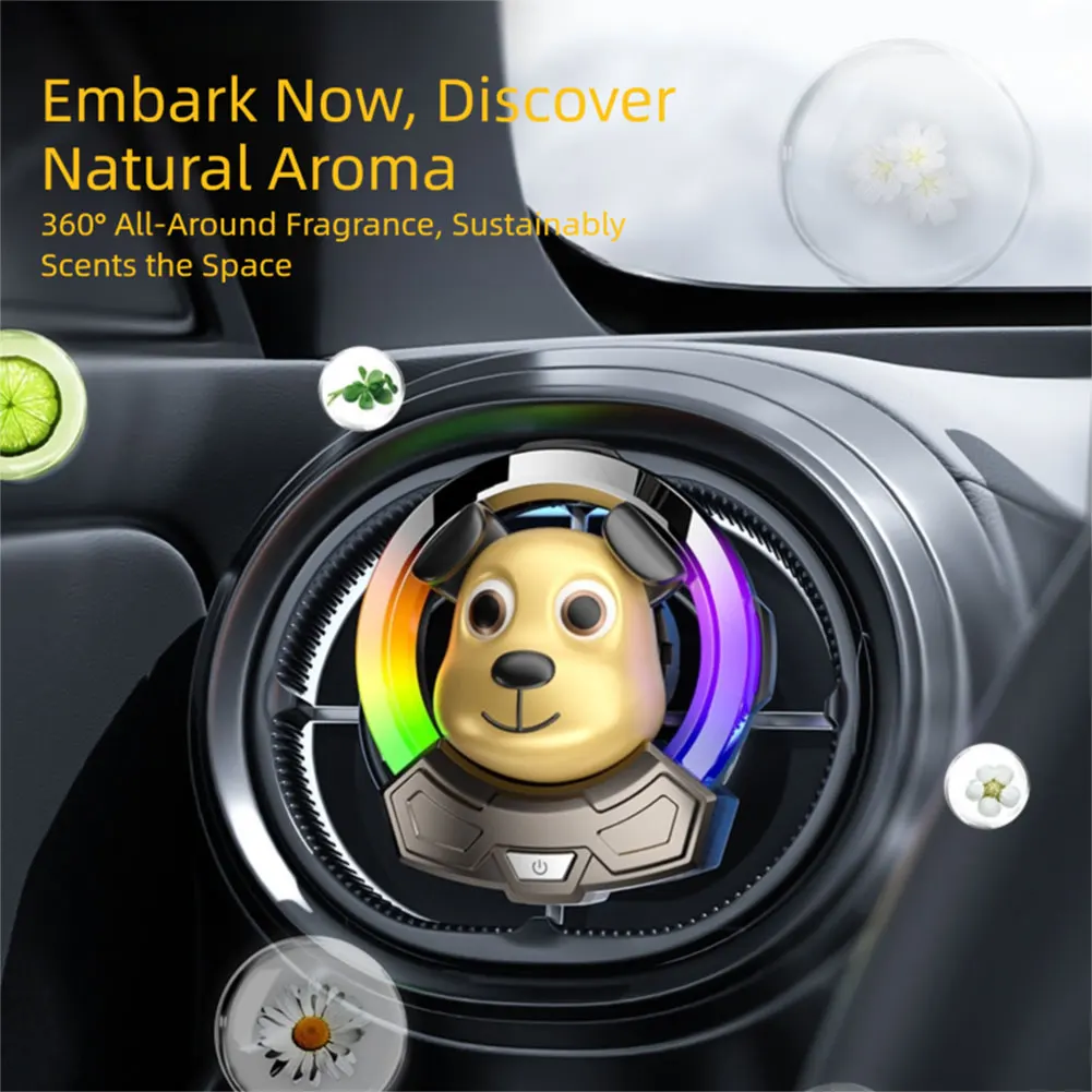 الصوت المنشط للسيارة Ambient Light Auto Auto Armatherapys ناشر الضوء اللطيف الكارتون الكلب التصميم المصنوع صوتًا صوتيًا
