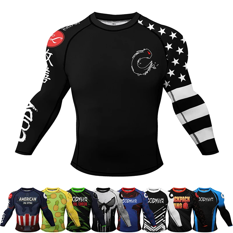 Nowe wzory Sport odzież MMA Bjj Kickboxing Kimono Jiu Jitsu koszulka Muay thai Rashguard siłownia koszulki bokserskie odzież sportowa T Shirt