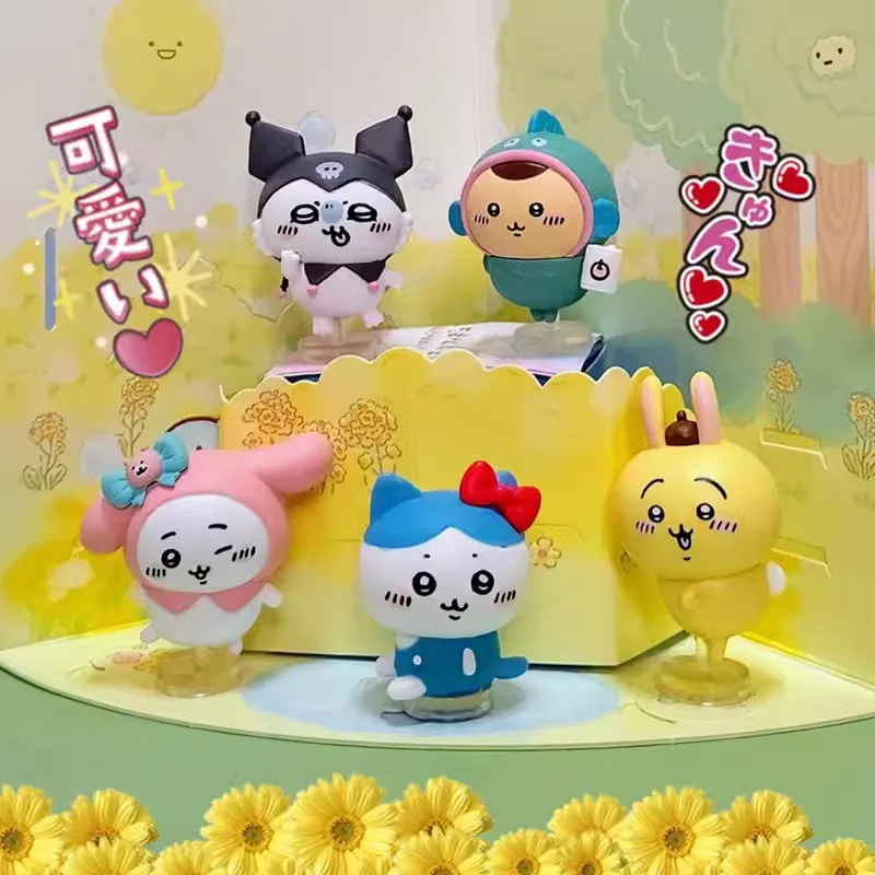 Self mocking bear disguised as Hello Kitty Kuromi, Melody Pudding Dog Anime Doll Halloween Model Christmas Gift