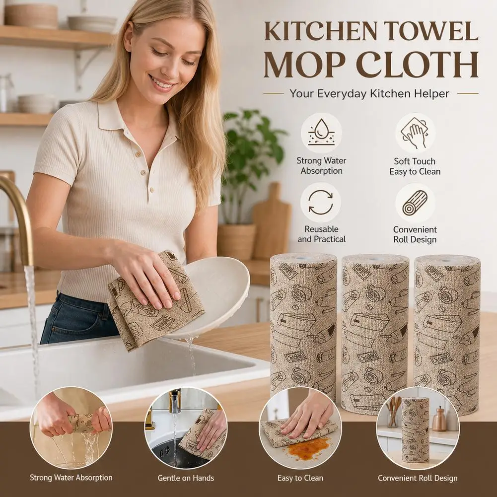 Kitchen Cleaning Cloth Thickened Disposable Non Stick Dish Towel Oil Proof Ultra Absorbent Wet Dry Dual Use Reusable Wipe Pad