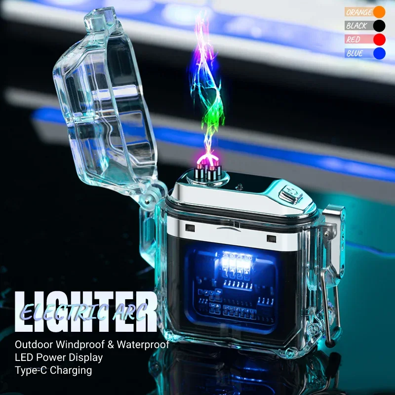 New Electric Lighter Waterproof Electronic Pulse Lighter With Power Display Smoke Accessories Gift For Men No Gas Oil