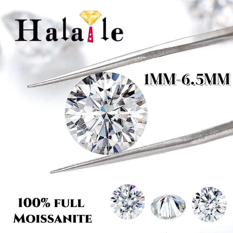 

Муассанит Halaile 1-6.5 мм, цвет D, чистота VVS1, круглая огранка, с сертификатом, превосходно проходит тест на бриллиант, сверкающий, оптом