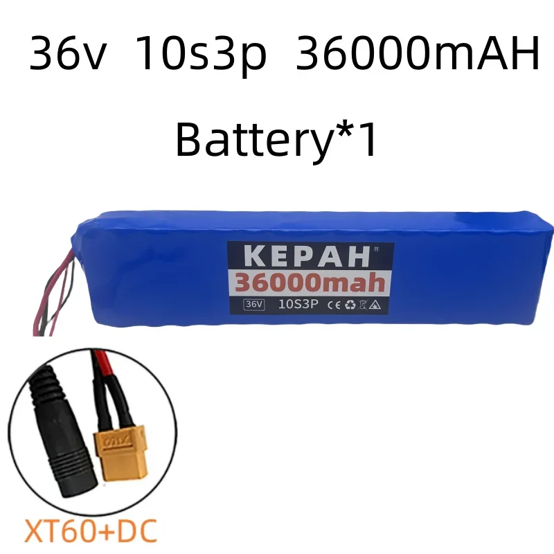 36V 36000mAh 18650 Rechargeable Lithium Battery Pack 10S3P 1000W Power Modified Bicycle Scooter Electric Vehicle with BMS