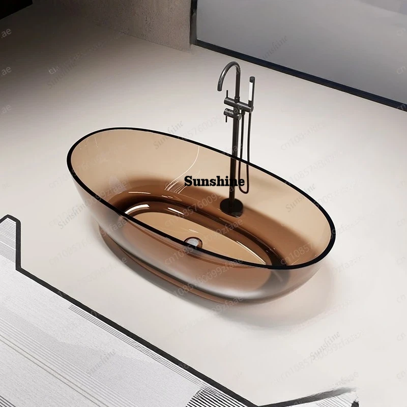 

Crystal transparent resin bathtub Solid surface resin Freestanding translucent bathroom bathtub