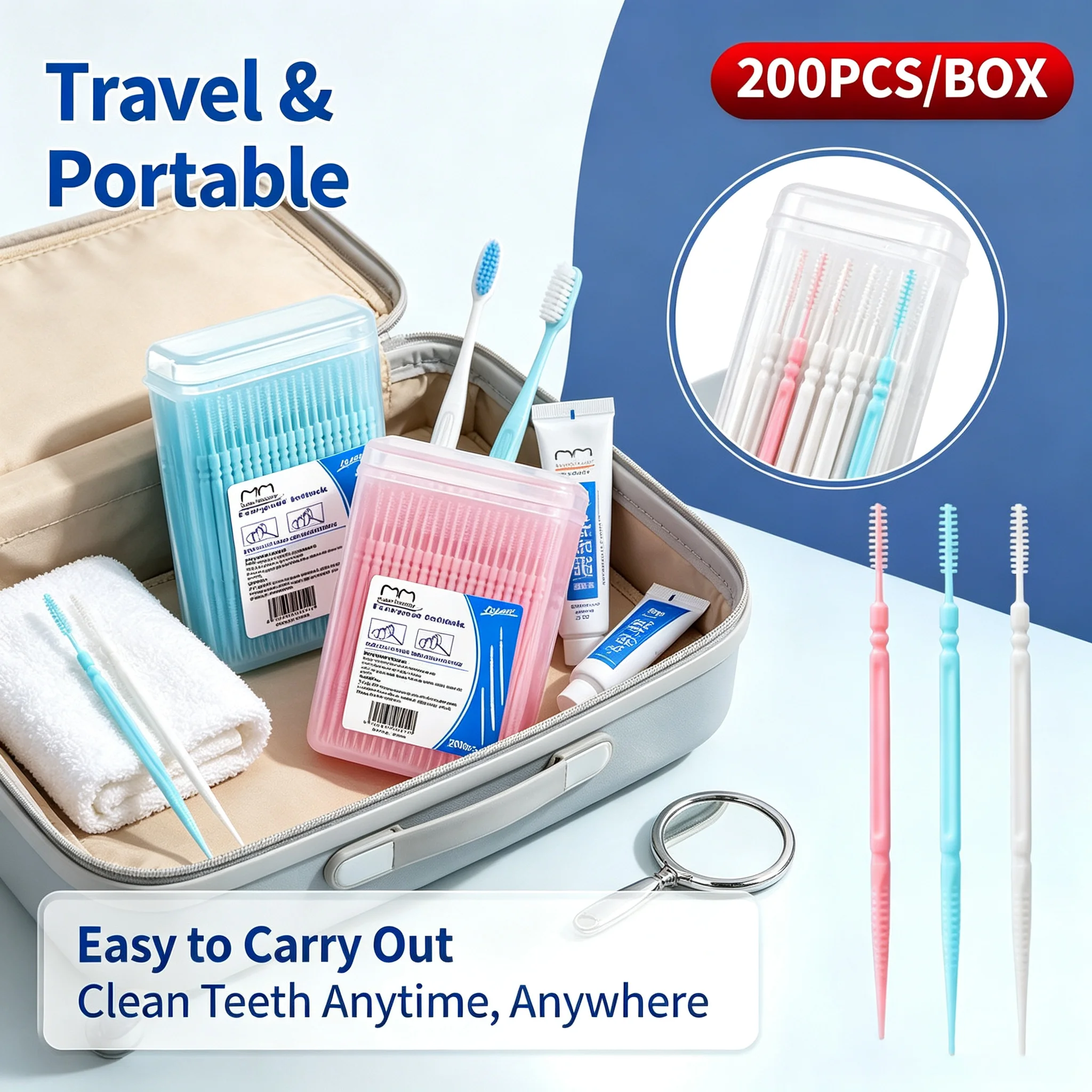 Double End Plastic Toothpick Dual Side Cleaning Design Travel Portable Effective Teeth Stain Remover