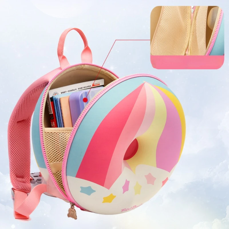 Children Schoolbags Cartoon Cute Doughnut Backpack In Kindergarten Boys Girls Eggshell Backpack