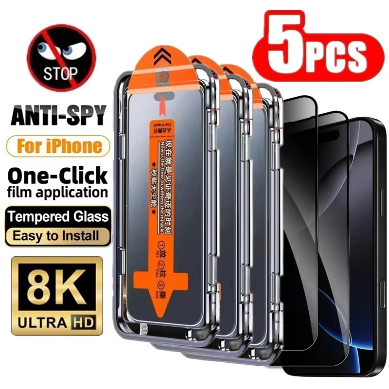 1-5 Piezas Protector de Pantalla de Privacidad para iPhone 17 Pro Max 18 16 15 14 13 12 11 16e Plus Mini Air XR XS 6 7 8 Cristal Templado Antiespía