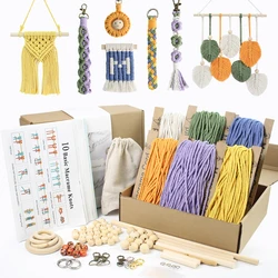 Large Macrame Kit With 10 Tutorials For Beginner Handmade Woven Wristlet Key chain Tapestry Home Decoration DIY Craft