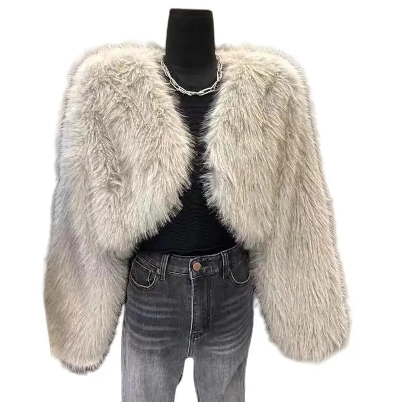 秋冬新作 スレ ウルトラオート ファーコート 人工毛皮 レディース トップス クロスボーダー awl Vネック ロングスリーブコート