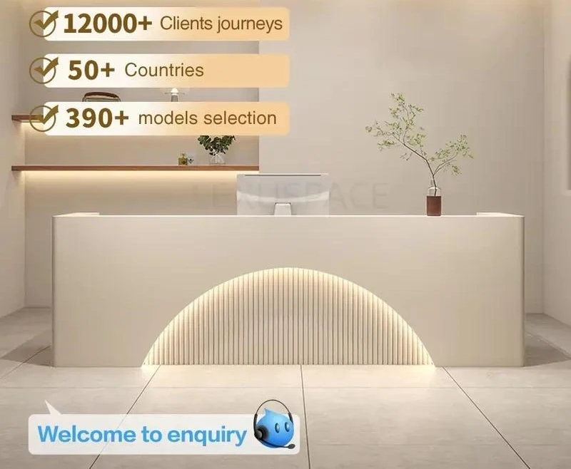 Luxury Clinic Reception Desk Front Counter Custom Logo Modern Office Furniture for Beauty Shop Hotel Lobby